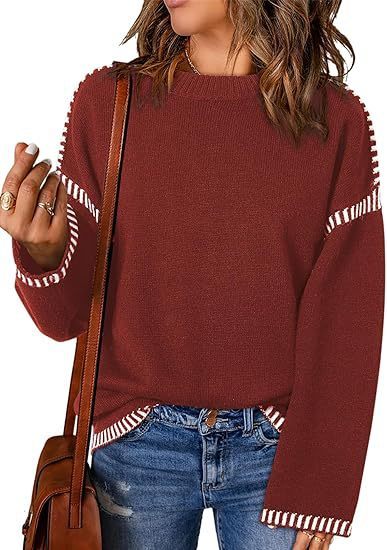 Solid Round Neck Pullover Over Loose Long Sleeve Autumn And Winter Women Clothing