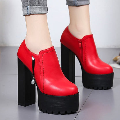 Super high heels ladies 15cm round head waterproof shoes