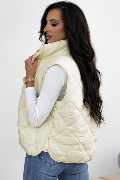 Women's Snap Down Texture Vest Coat with Pockets