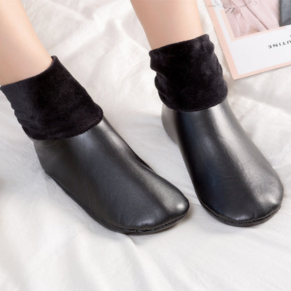 Fleece-lined Warm Leather Indoor Home Floor Socks