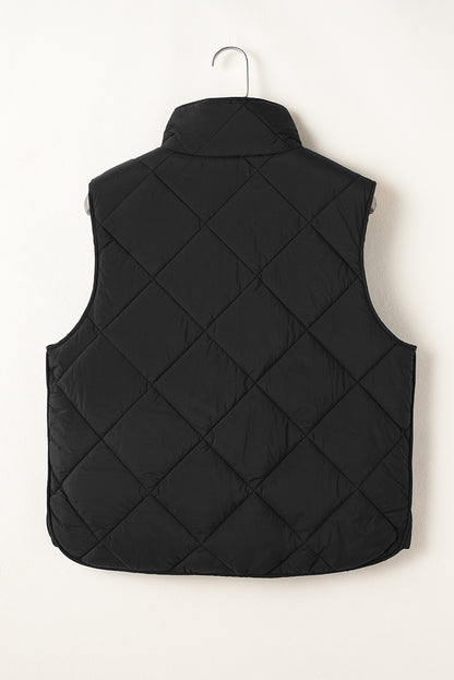 Women's Snap Down Texture Vest Coat with Pockets