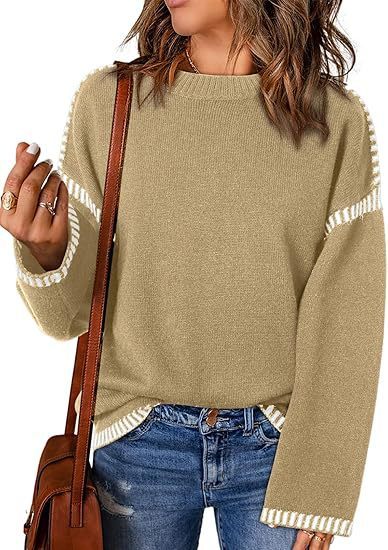 Solid Round Neck Pullover Over Loose Long Sleeve Autumn And Winter Women Clothing