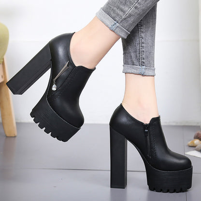 Super high heels ladies 15cm round head waterproof shoes