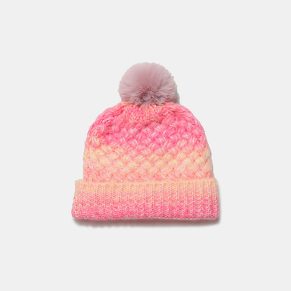 Gradient Knit Hat with Pompom