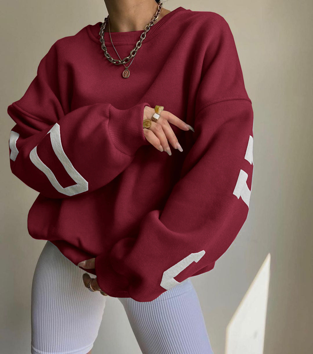 Women's Casual Fashion Print Thick Versatile Sweat Shirts