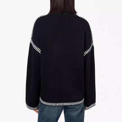 Solid Round Neck Pullover Over Loose Long Sleeve Autumn And Winter Women Clothing