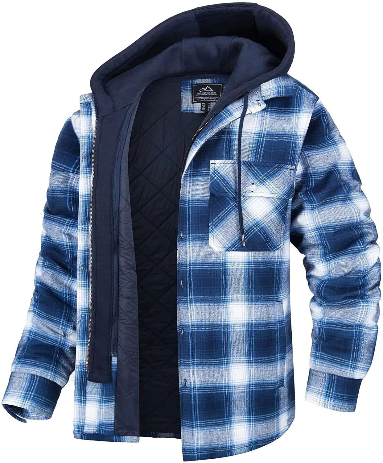 Men's Thick Padded Long Sleeves Loose Plaid Cardigan