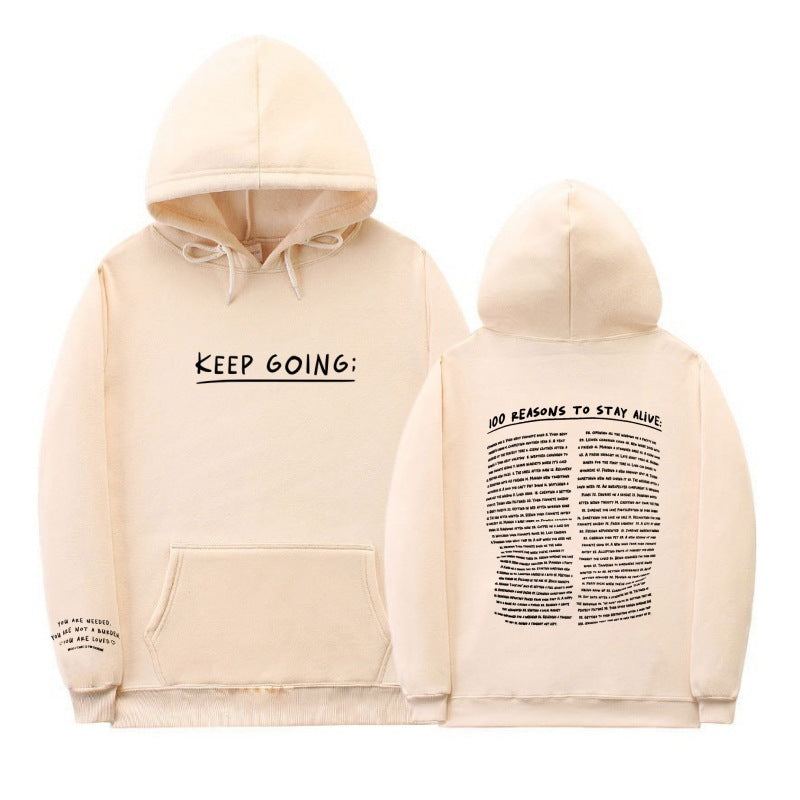 Letter Printing Long-sleeved Drawstring Hooded Sweatshirt With Pockets Fashion Hoodie For  Women