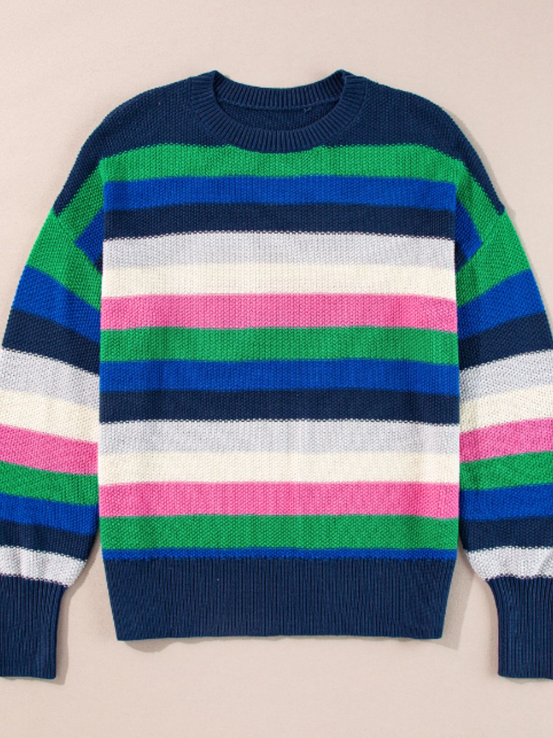 Women's Striped Round Neck Long Sleeve Sweater