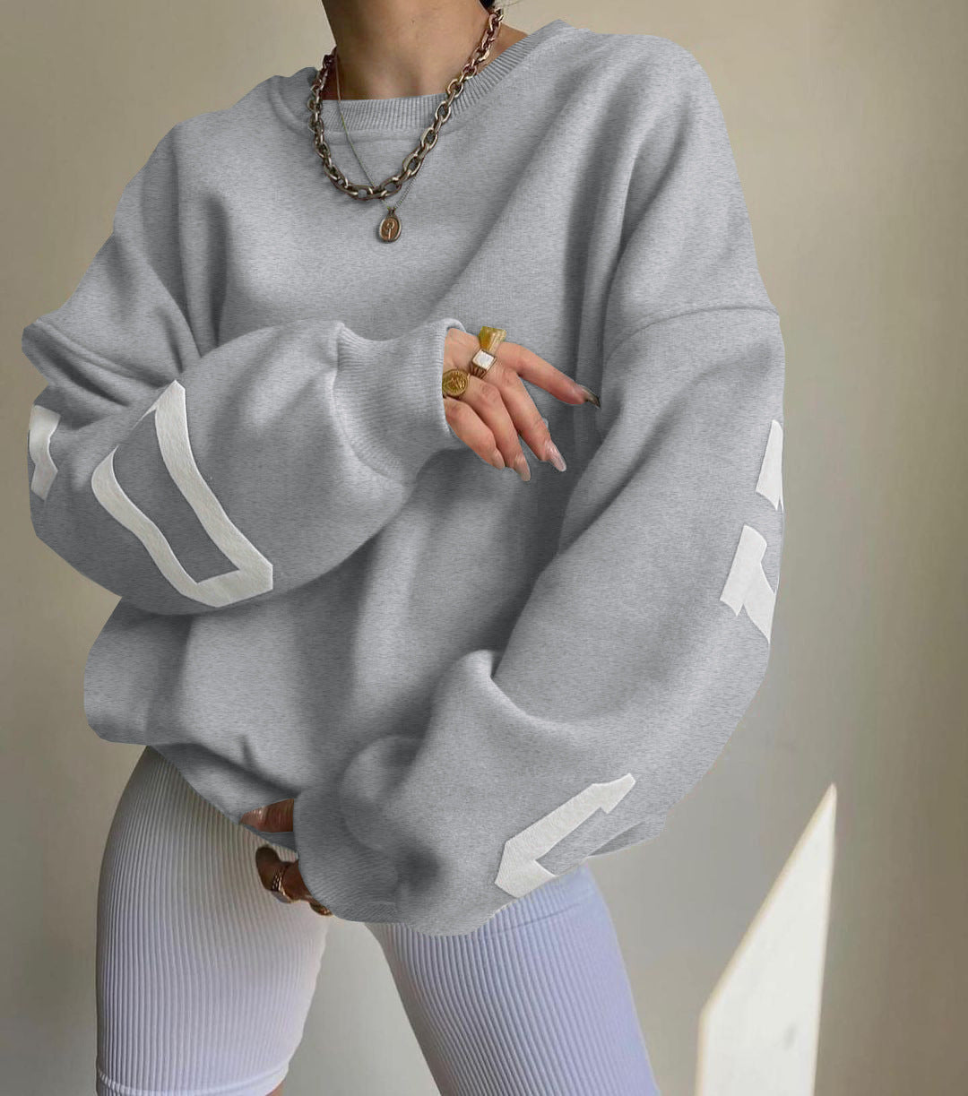 Women's Casual Fashion Print Thick Versatile Sweat Shirts