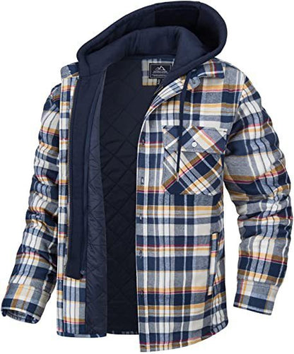 Men's Thick Padded Long Sleeves Loose Plaid Cardigan