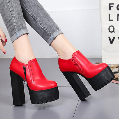 Super high heels ladies 15cm round head waterproof shoes