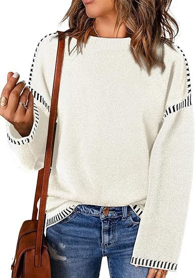 Solid Round Neck Pullover Over Loose Long Sleeve Autumn And Winter Women Clothing