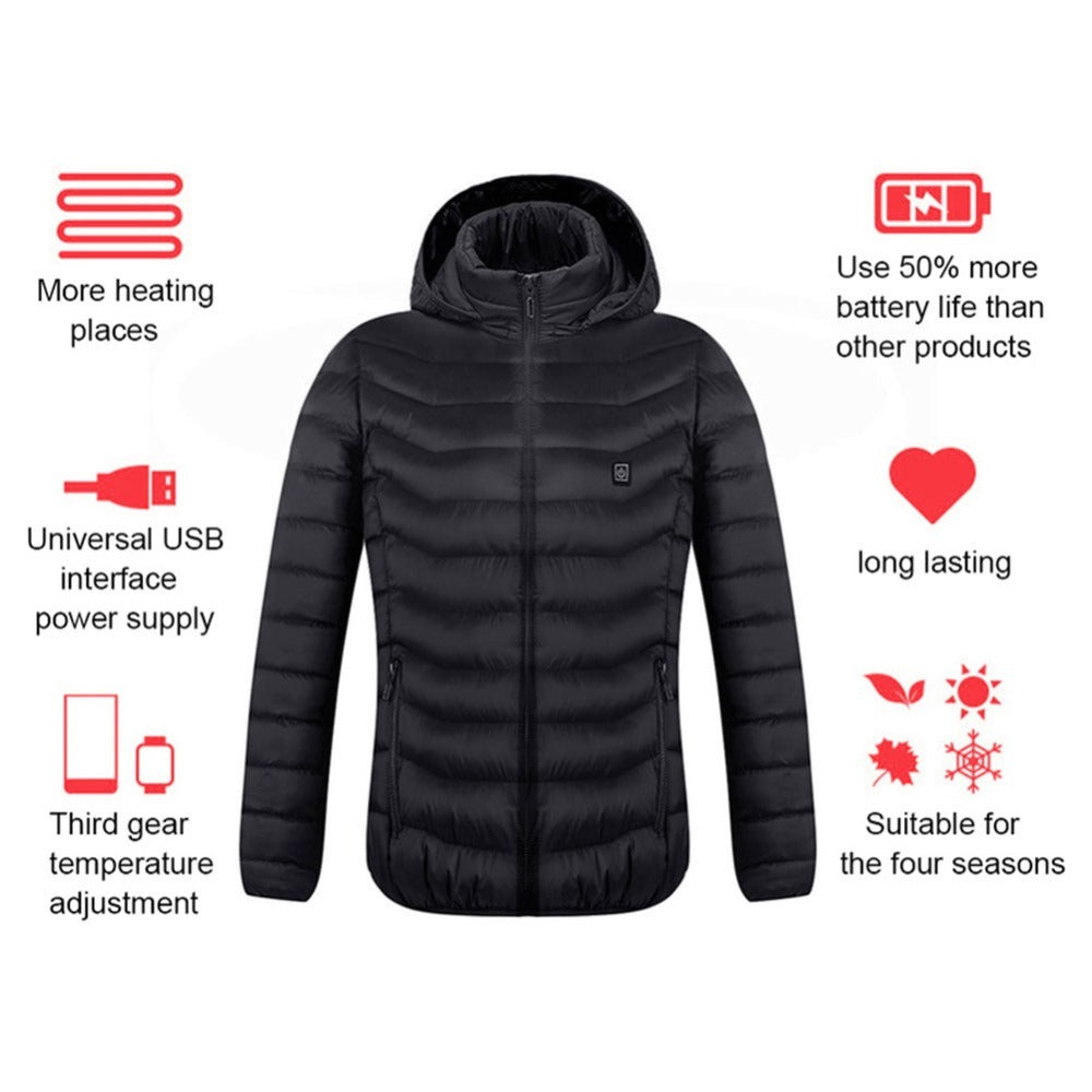 New Heated  USB Electric Cotton Coat Heater Thermal Clothing Men's Clothes