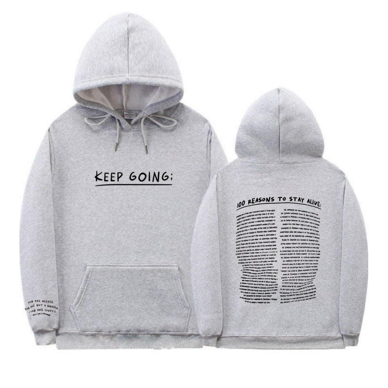 Letter Printing Long-sleeved Drawstring Hooded Sweatshirt With Pockets Fashion Hoodie For  Women