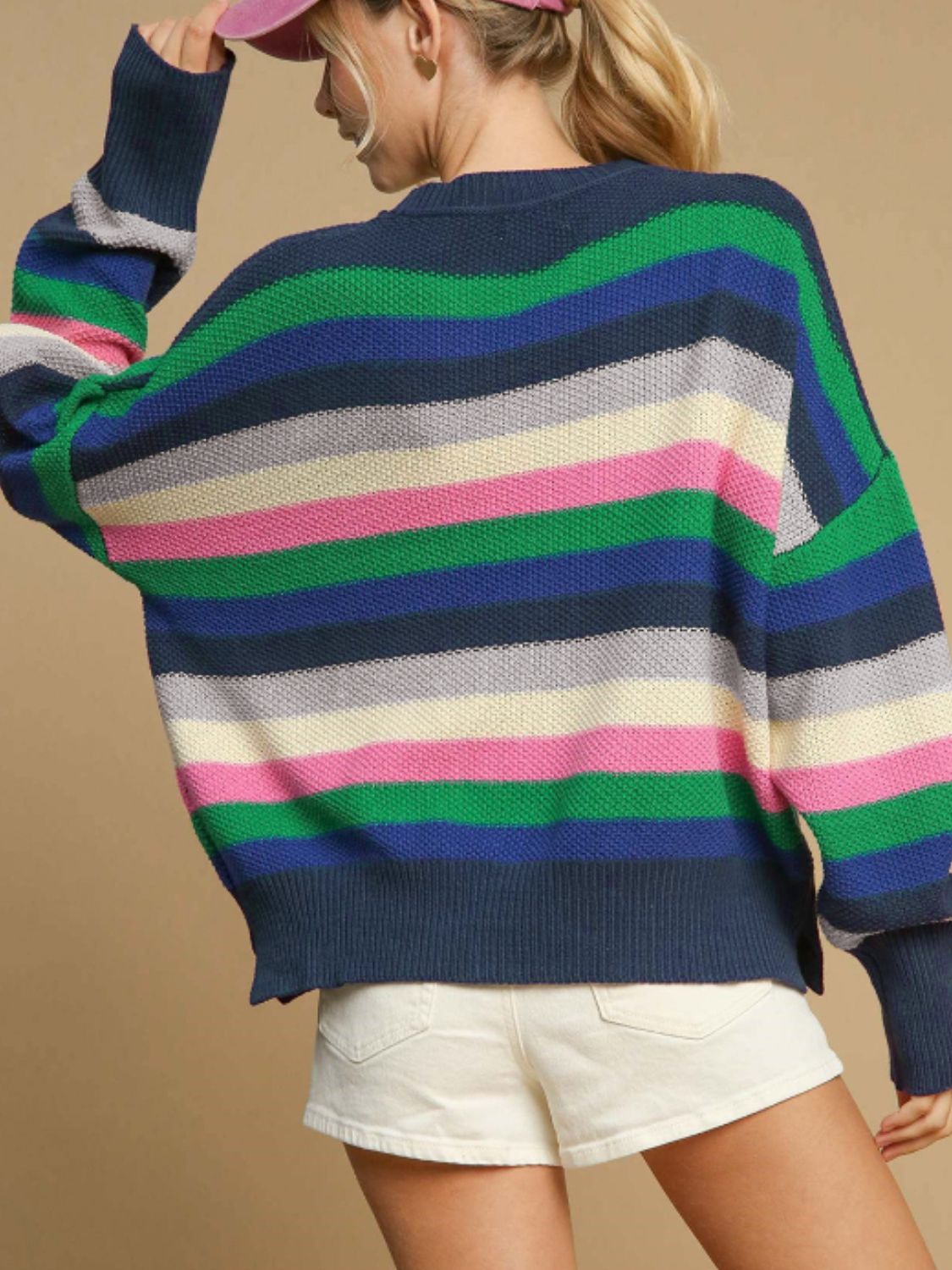 Women's Striped Round Neck Long Sleeve Sweater