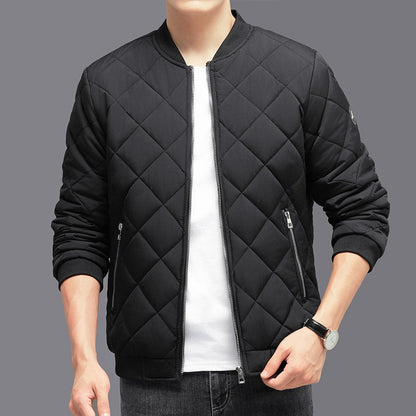 Fashion Rhombic-sewing Design Cotton Winter Warm Thick Baseball Casual Solid Color Clothing For Men