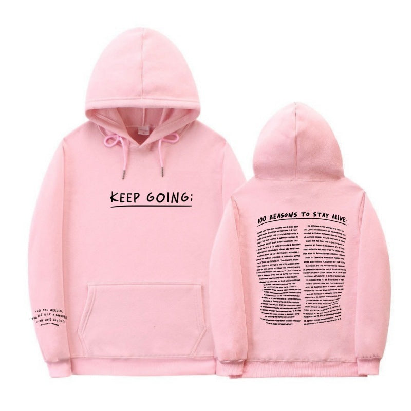 Letter Printing Long-sleeved Drawstring Hooded Sweatshirt With Pockets Fashion Hoodie For  Women