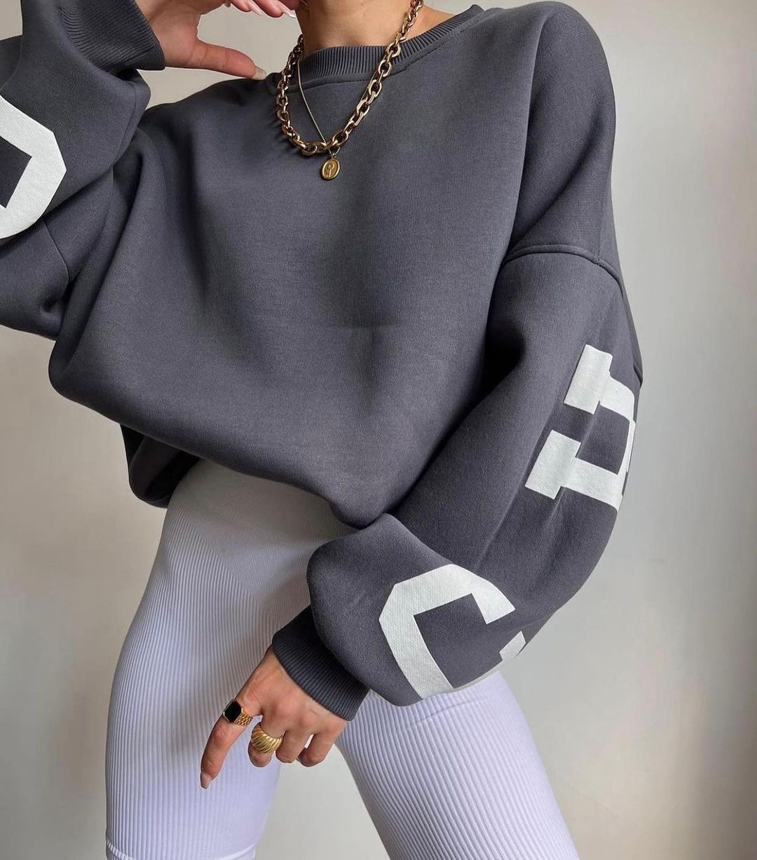 Women's Casual Fashion Print Thick Versatile Sweat Shirts